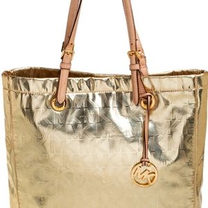 Micheal Kors JetSet Gold Meltelic LG Tote Bag